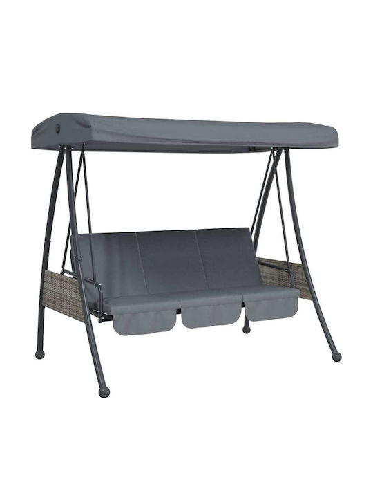Leagăn cu Bază 3 Locuri Metal L198xW123xH205cm Gri Leagăn cu Bază 3 Locuri Metal L198xW123xH205cm Gri