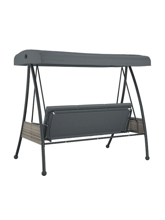 Garten & Veranda Schaukel mit Basis und Kissen 3 Sitze Metallisch Gray L198xB123xH205cm