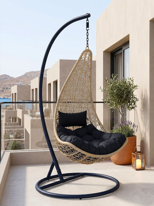 Soleil Soleil Metallic Swing Nest with Stand Black L120xW95xH195cm