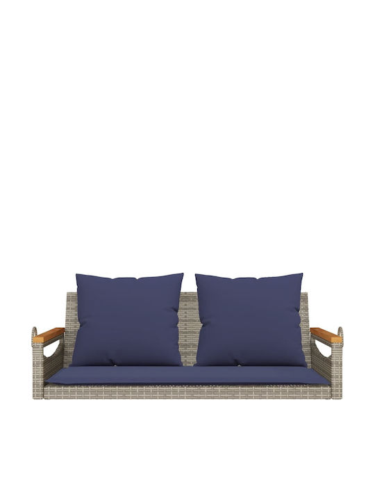 Hanging Swing with Pillow 2 Seats Rattan Gray Load Weight up to 110kg L109xD62xH40cm