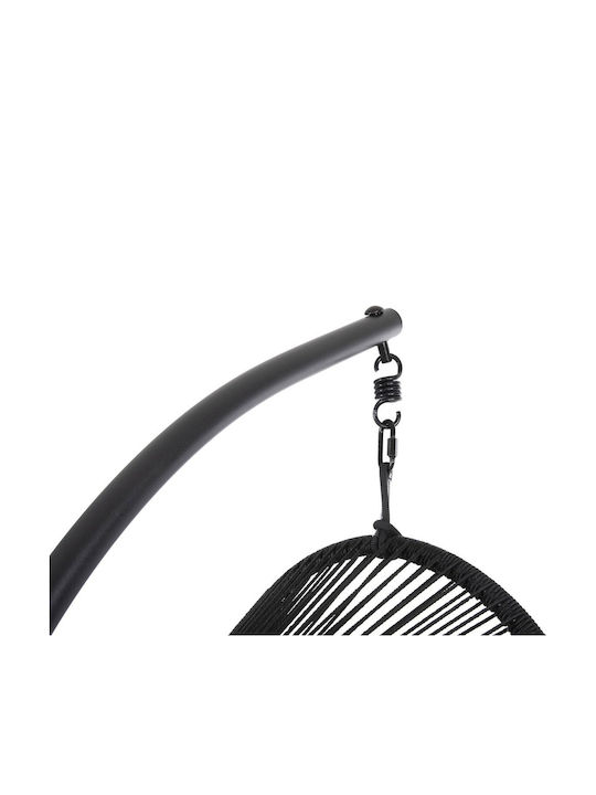 Hängende Garten & Veranda Schaukel mit Kissen Sessel Rattan Schwarz L120xB110xH190cm
