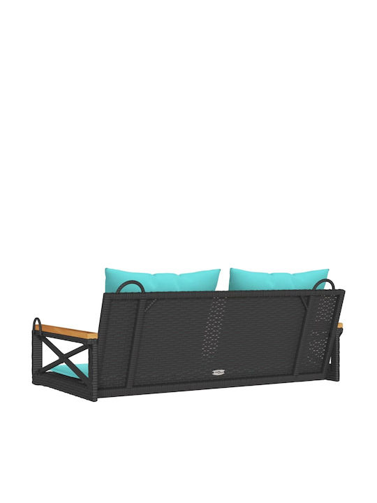 Hanging Swing with Pillow 2 Seats Rattan Gray Load Weight up to 110kg L109xW62xH40cm