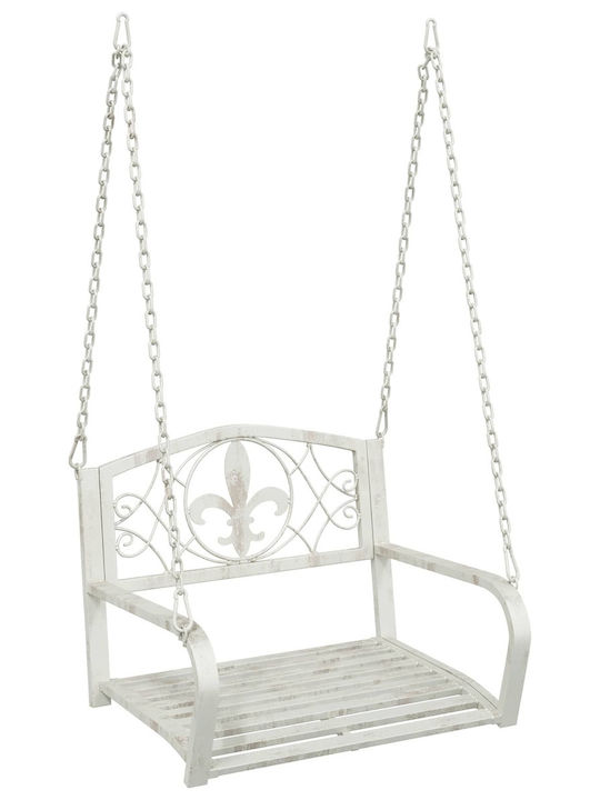 Swing Armchair with Stand and Pillow Metallic White Load Capacity up to 200kg L71.5xW59xH55cm