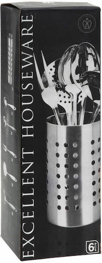 Excellent Houseware Σετ Kochutensilien mit Ständer 6Stück Silber