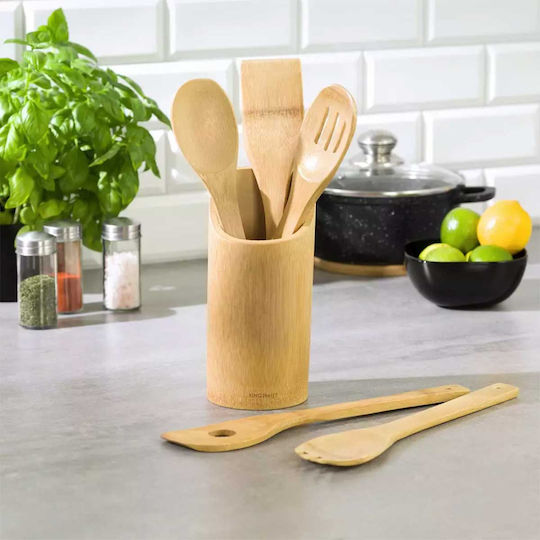 KING Hoff Set Bambus de Gătit cu Suport 5buc Maro