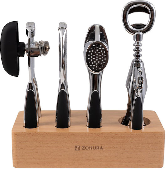 Zokura Kochgeschirr-Set Mit Ständer 5 Stück Silber