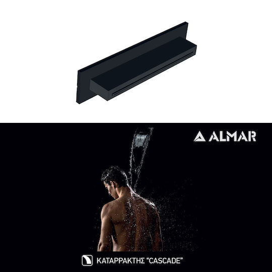 Almar XL-Waterfall Shower Head Rechteckig Duschkopf Black Matt