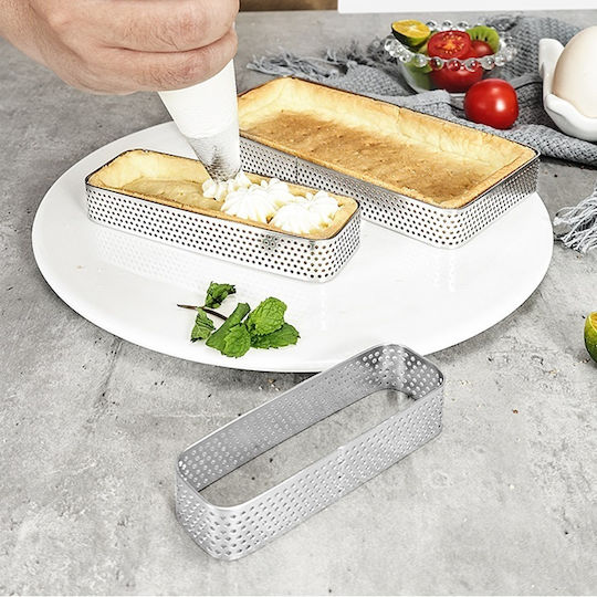 Perforated Tartlet Mold 10x4xh2cm Rectangular Tart Edge