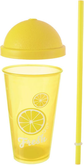 Qlux Plastic Water Bottle with Screw Cap Yellow 450ml