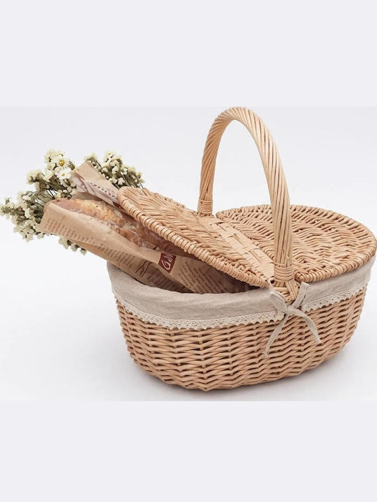 Lalos Decorative Basket Wicker Beige 32x25x32cm