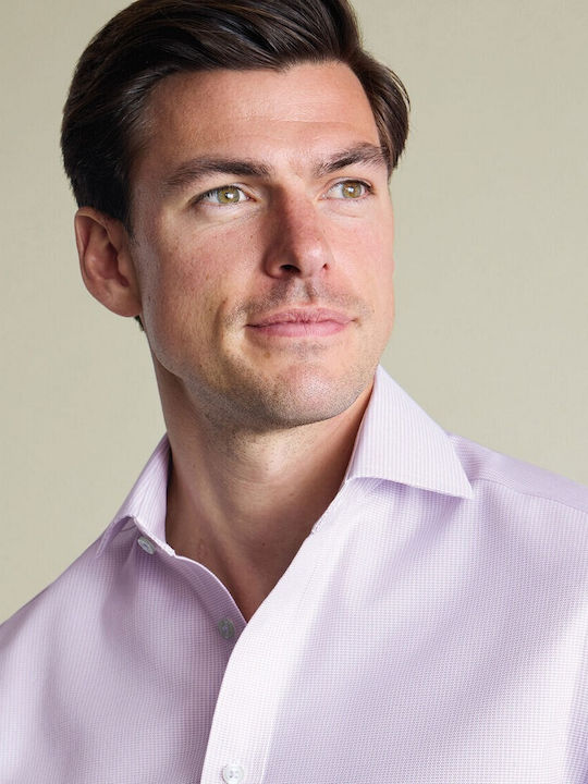 Charles Tyrwhitt Βαμβακερό Πουκάμισο Λιλά Ανοιχτό