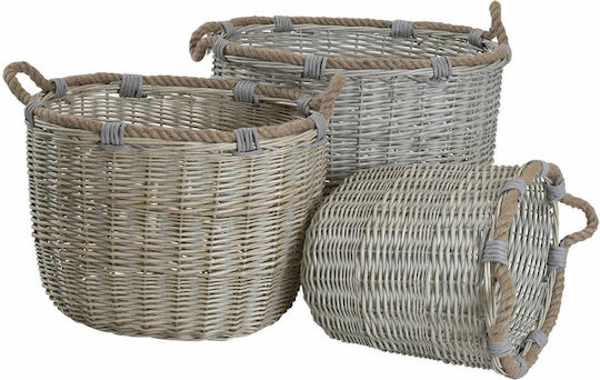 Lesli Living Set Dekorative Körbe Korbweide Grau 3 Stück