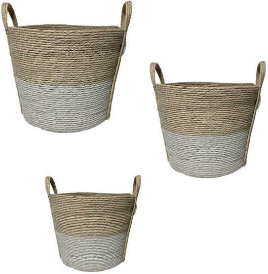 Espiel Basket Synth Rattan Round Set/3 Natural White 35x30 30x25 25x20cm Code Fex203 Espiel Basket Synth Rattan Round Set/3 Natural White 35x30 30x25 25x20cm Code Fex203
