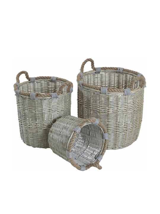 Lesli Living Set of Gray Wicker Decorative Baskets 3 Pieces