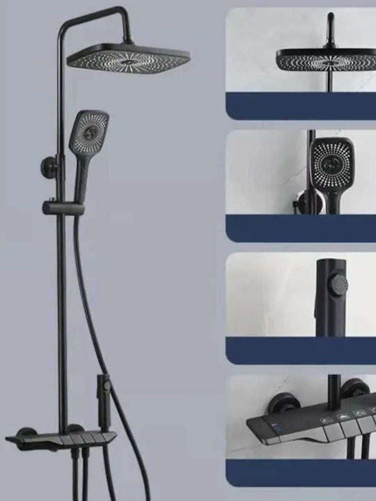 Duschsäule mit Armatur Schwarz