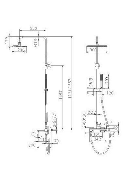 Imex Shower Column with Bathtub Mixer Black