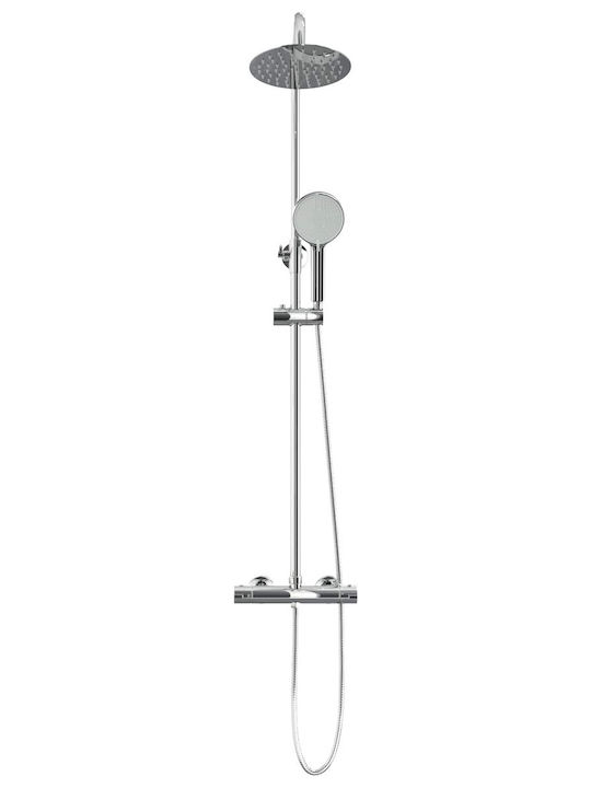 Vidaxl Satz Thermostat-Duschset Chrombeschichtung