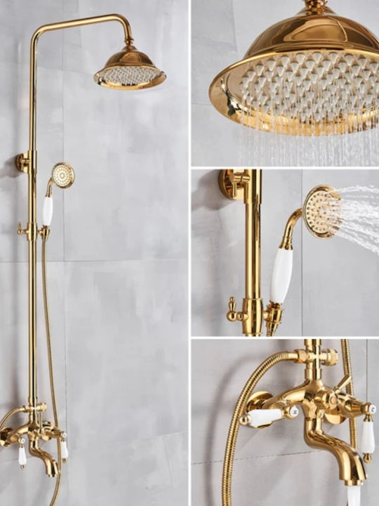 Galifas Shower Column with Mixer Gold