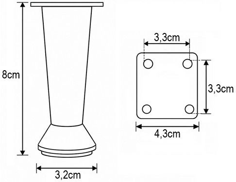 Möbelbein Rund Kegelförmig Finetto Nikkel Satin 135-8109#00008 80mm