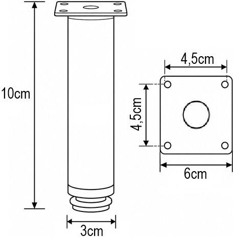 Furniture Leg Round Finetto Art.30721 Φ-30mm Nickel Satin 220-30721#10ns 100mm