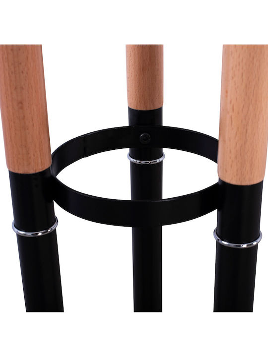 Freebox Metallic Coat Rack Black Triple with 9 Hooks & Cement Base 37x37x173cm