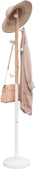 vidaXL Metallic Coat Rack White / Natural 30x30x177cm