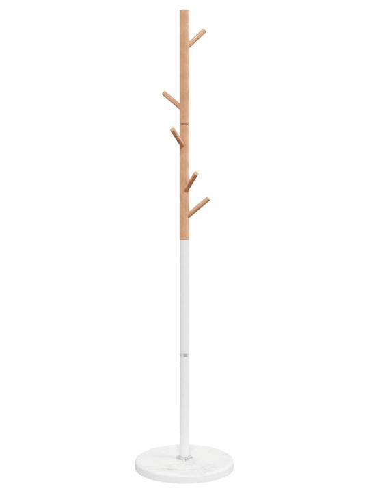 vidaXL Metallic Coat Rack White / Natural 37x37x172cm