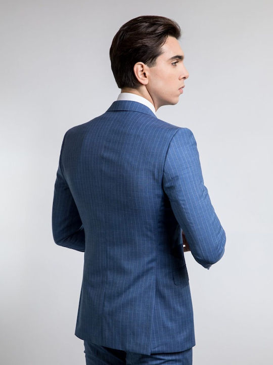 Summer Men's Suit with Slim Fit Striped Raf