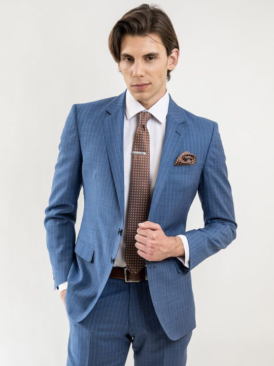 Summer Men's Suit with Slim Fit Striped Raf