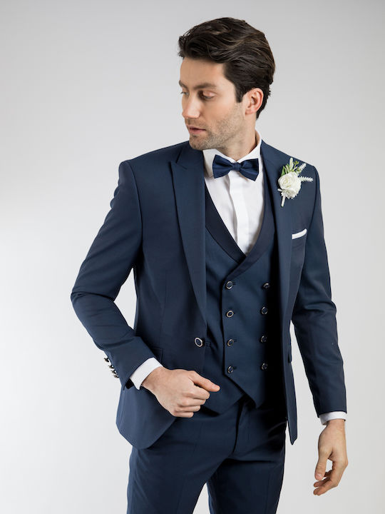 Men's Suit with Vest Blue