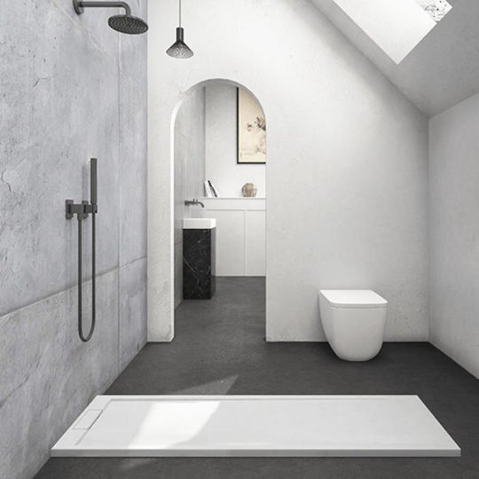 Karag Rectangular Acrylic Shower White Roccia 100x80x2.3cm