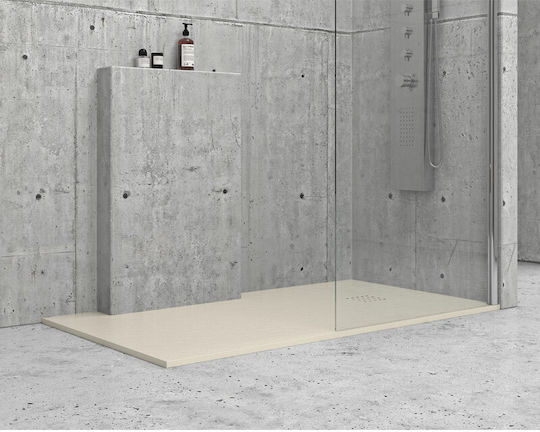 Karag Pietra Ορθογώνια Ντουζιέρα Τεχνητής Πέτρας 70x160cm Cream