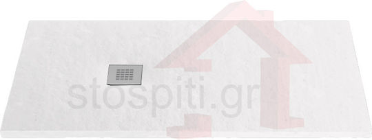 Sanitec Rectangular Shower Artificial Stone 80x90cm White
