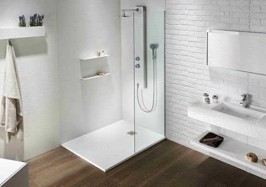 Sirene Slate Ορθογώνια Ακρυλική Ντουζιέρα 100x80cm Λευκή