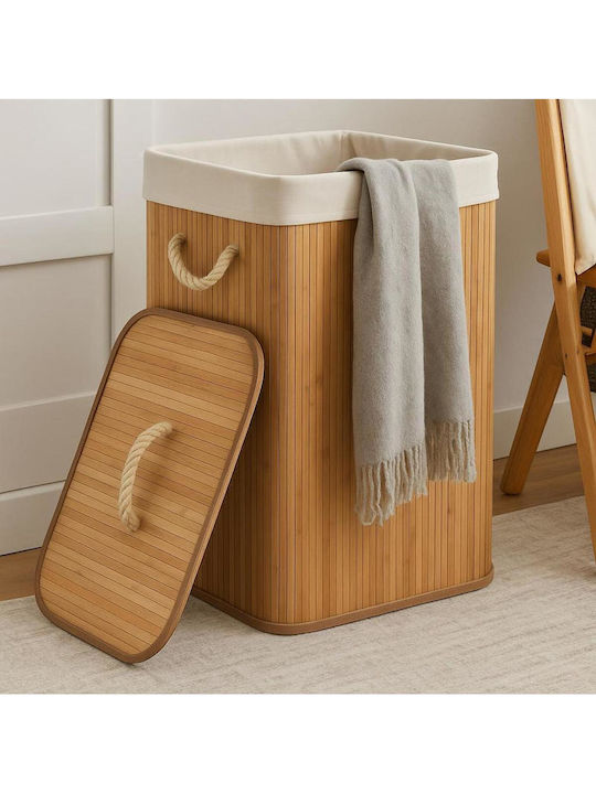SteweHome Καλάθι Απλύτων Bamboo Πτυσσόμενο Μπεζ