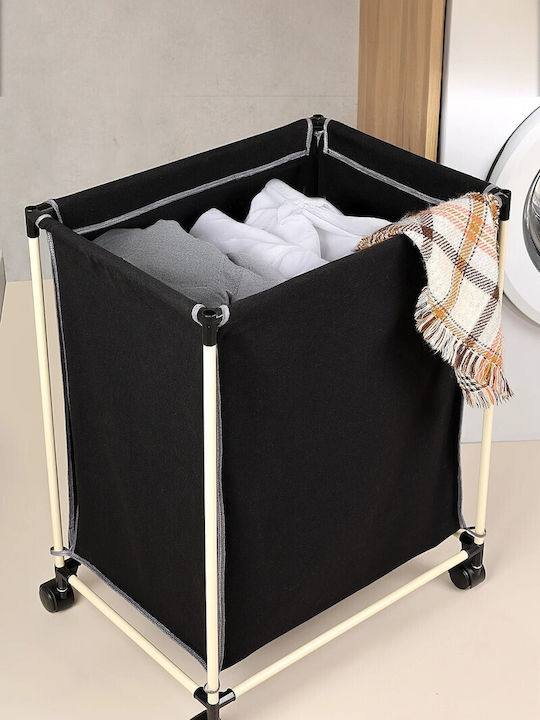 SteweHome Laundry Basket Fabric 85lt with Lid Black