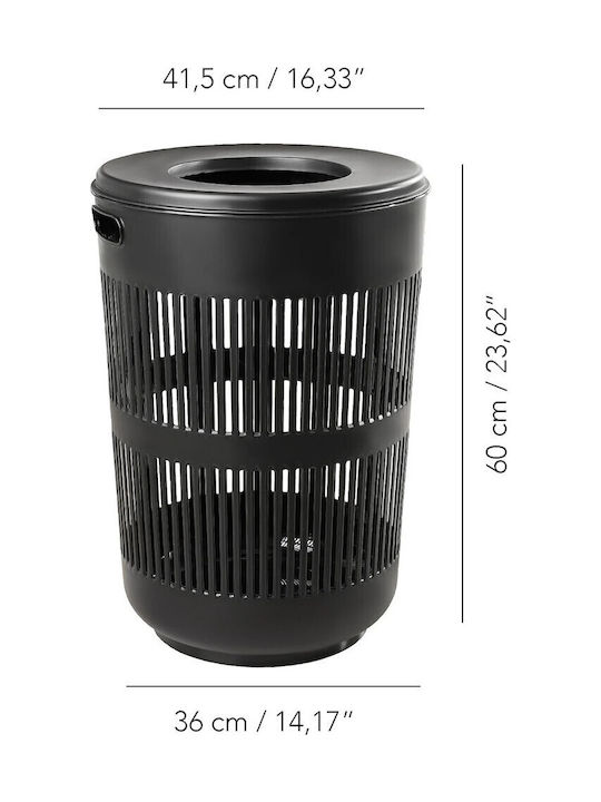 SteweHome Set Laundry Baskets Plastic Collapsible 60l with Lid 36x57x23.5cm Black