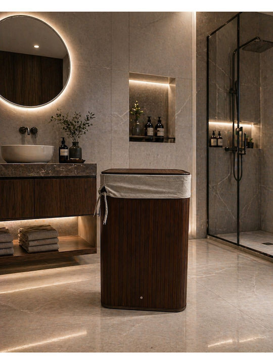SteweHome Καλάθι Απλύτων Bamboo Πτυσσόμενο 70lt με Καπάκι 60x40x30cm Καφέ SteweHome Καλάθι Απλύτων Bamboo Πτυσσόμενο 70lt με Καπάκι 60x40x30cm Καφέ
