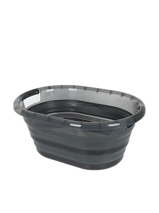 SteweHome Laundry Basket Plastic Collapsible 25l 54x39x23.5cm Grey