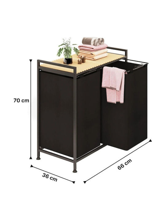 SteweHome Coș de Rufe Metalic 120l 60x66x70cm Negru
