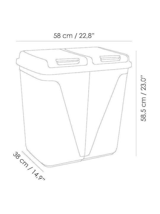 SteweHome Set Plastic Collapsible Laundry Baskets 90l Grey