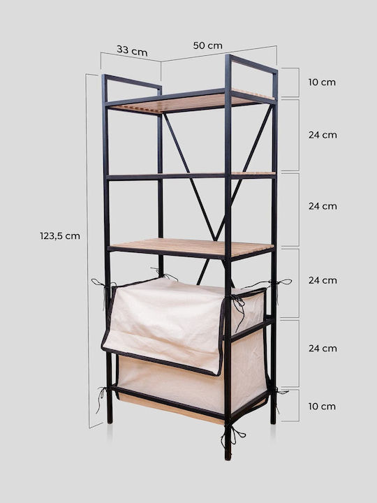 SteweHome Coș de Rufe Metalic 50l 50x33x33cm Negru
