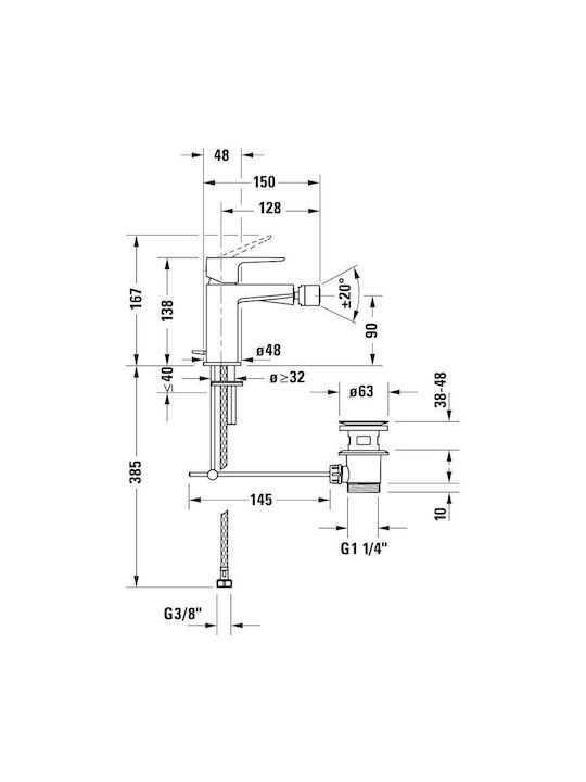 Duravit Μπαταρία Μπιντέ Μαύρη