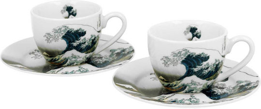 Set Cesti Espresso Farfurii Duo Hokusai Great Wave 2 Bucăți
