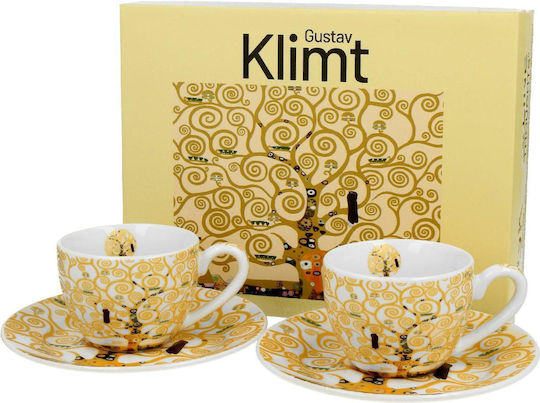 Σετ Φλιτζάνια Εσπρέσο Πιατάκια Duo Klimt Tree Life Ecru 2 Τμχ