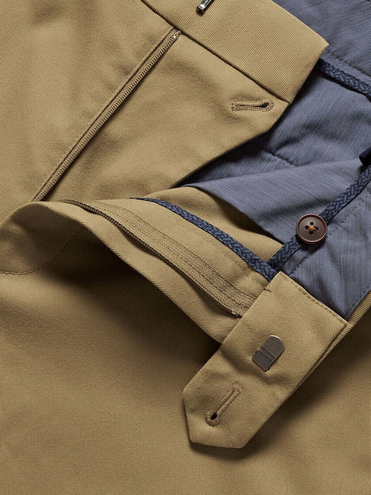 Men's Chino Trousers Elastic Slim Fit Light Brown