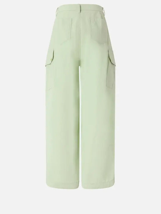 Pantalone Γυναικείο Υφασμάτινο Παντελόνι σε Wide Γραμμή Verde