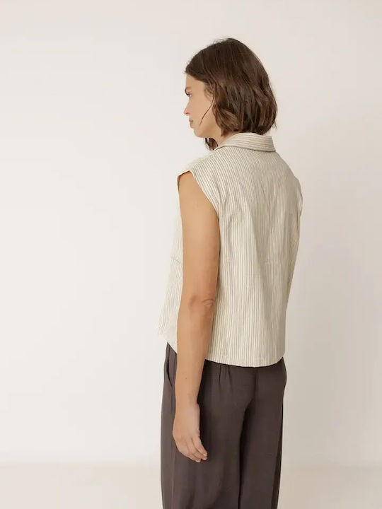 Damen High Rise Pantaloons in Entspannte Passform Beige