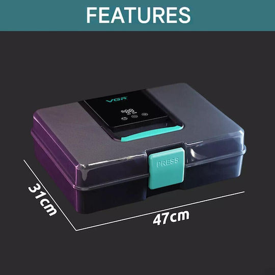 VGR V-840 UV & Ion Sterilizer Box Professional Tool Sterilization Box Barber LED Display 2500mAh Battery & Organizer