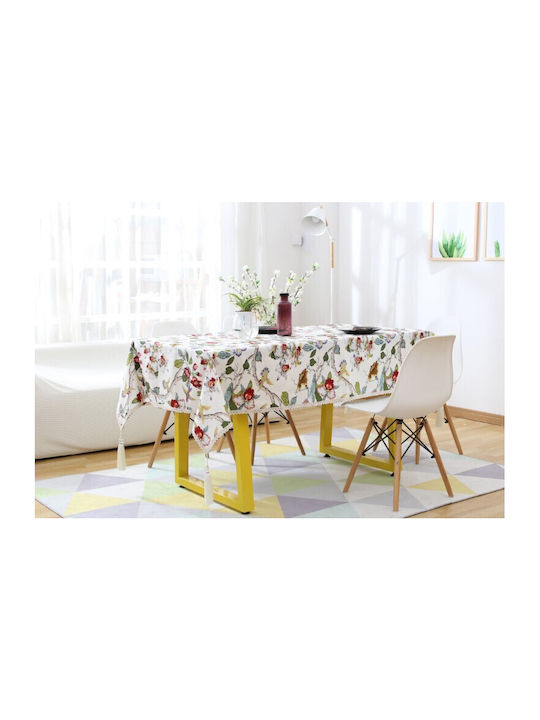 FRIPIA Față De Masă Din In Cu Dantelă Albă 140x250 Cm